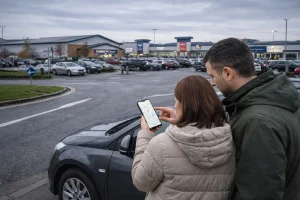 Couples locating Home Bargains store
