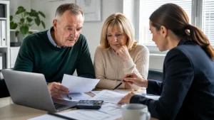 UK household reviewing bills and financial support options with an adviser