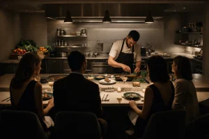 Modern chef’s table concept showing the future of UK fine dining experiences