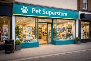 Modern new pet store opened in place of a former discount retailer