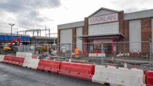 Former Matalan Carlisle James Street store beside Station Gateway redevelopment works