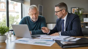 Retiree comparing lifetime, fixed-term, level and inflation-linked annuity options available for a £500,000 UK pension