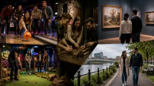 Adults enjoying competitive games, exhibitions and relaxing walks in Preston.
