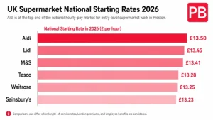 UK supermarket starting pay rates in 2026