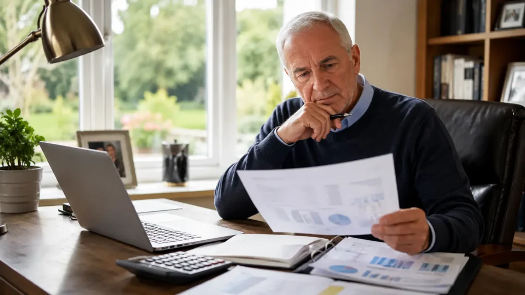 UK retiree reviewing how much monthly and annual annuity income a £500,000 pension pot could provide in 2026